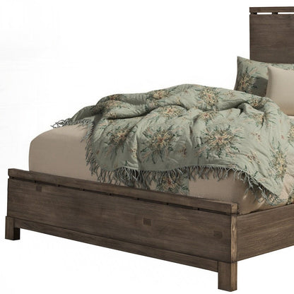 Gray Distressed Solid Wood Queen Bed Frame