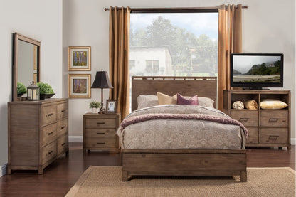 Gray Distressed Solid Wood Queen Bed Frame