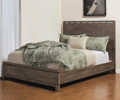 Gray Distressed Solid Wood Queen Bed Frame
