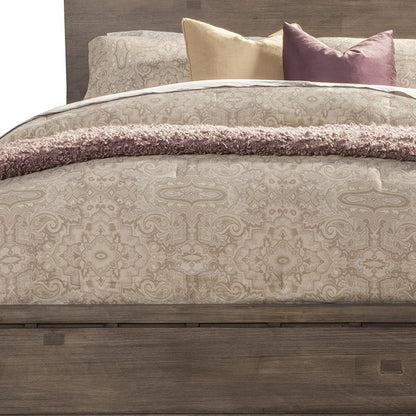 Gray Distressed Wood King Bed Frame