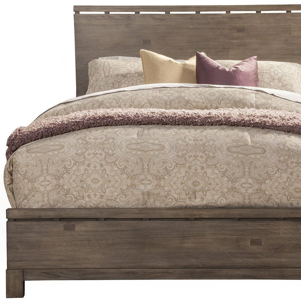 Gray Distressed Wood King Bed Frame