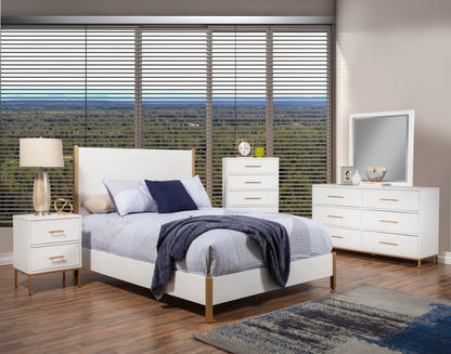 Natural and White Solid Wood And Upholstery California King Bed Frame