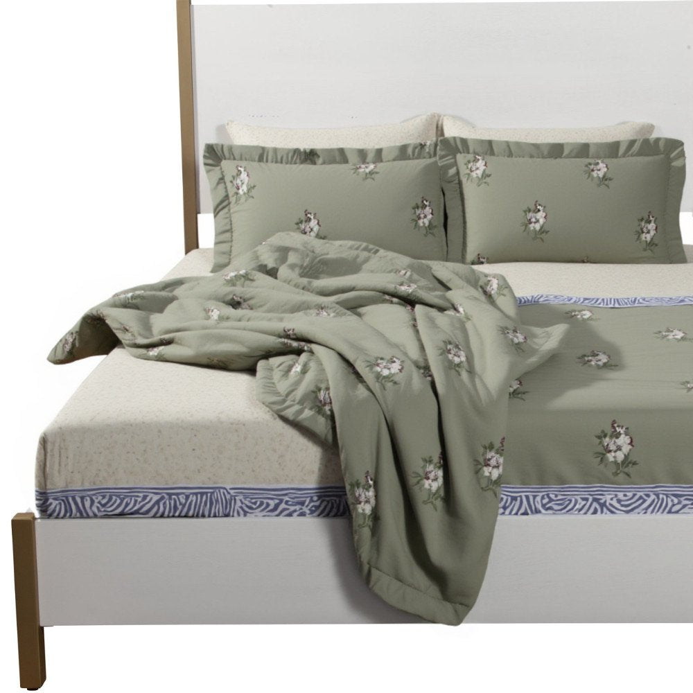 Natural and White Solid Wood And Upholstery King Bed Frame