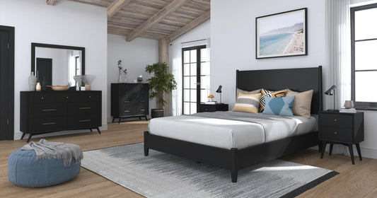Black Solid Wood Queen Bed Frame