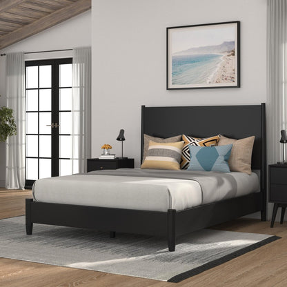Black Solid Wood Queen Bed Frame