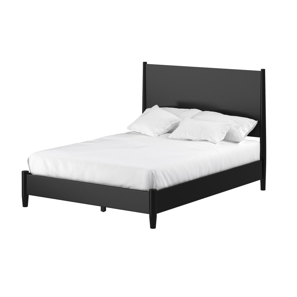 Black Solid Wood King Bed Frame