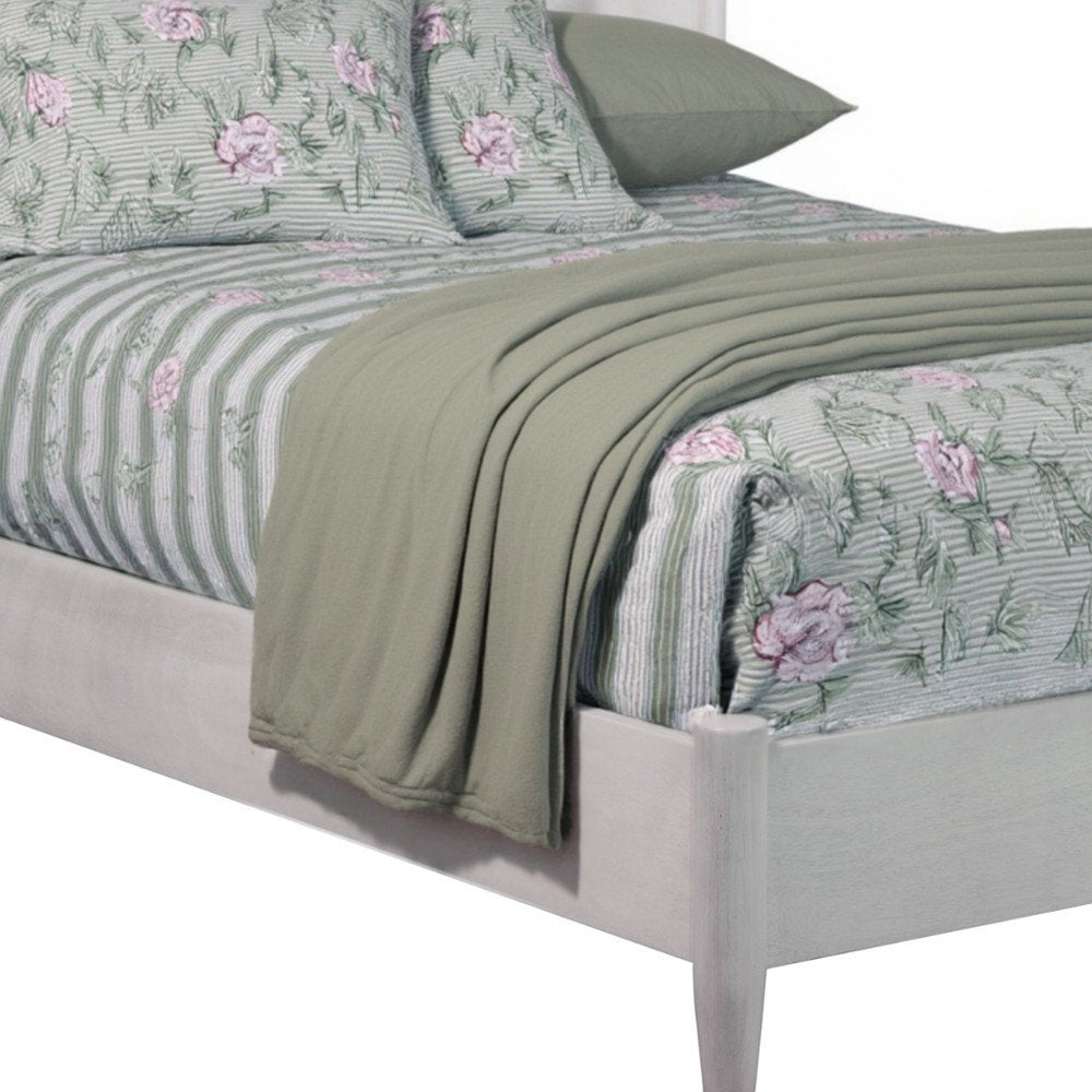 Gray Solid Wood Queen Bed Frame