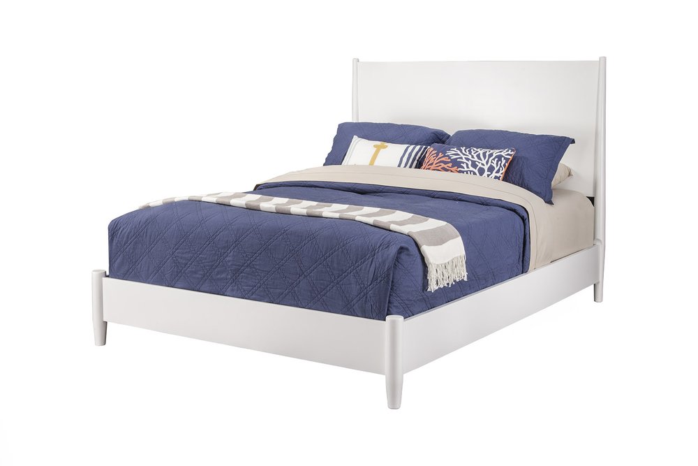 White Solid Wood Queen Bed Frame