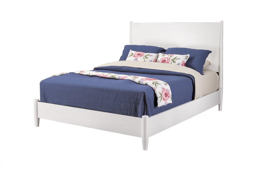 White Solid Wood Queen Bed Frame