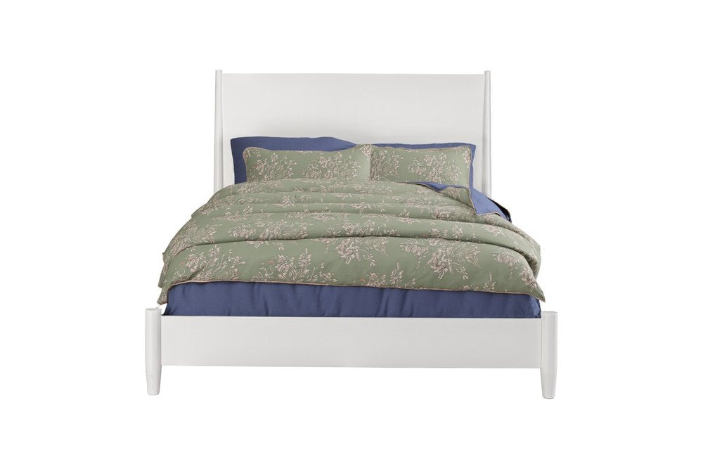 White Solid Wood Queen Bed Frame