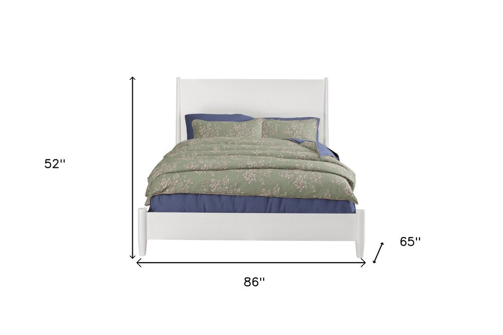 White Solid Wood Queen Bed Frame