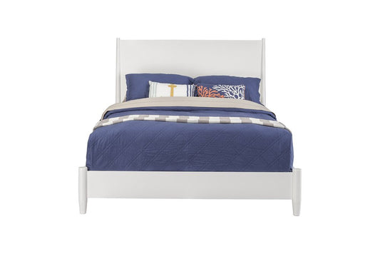 White Solid Wood King Bed Frame