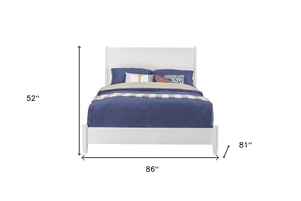 White Solid Wood King Bed Frame