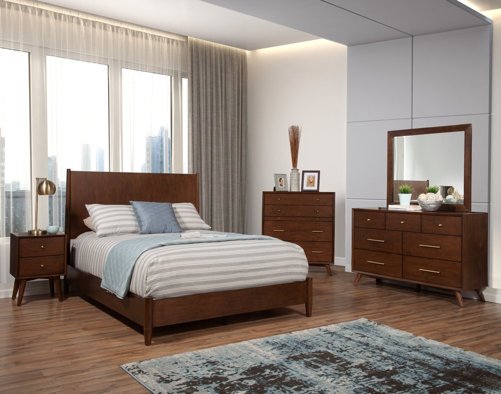 Brown Solid Wood Queen Bed Frame