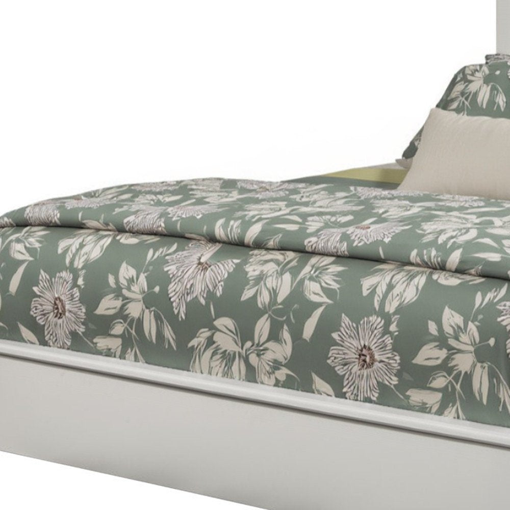 White Solid Wood King Bed Frame