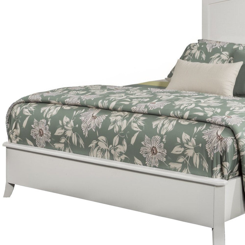 White Solid Wood King Bed Frame
