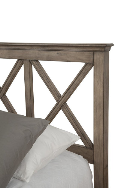 Brown Cross Back Solid Wood Full Bed Frame