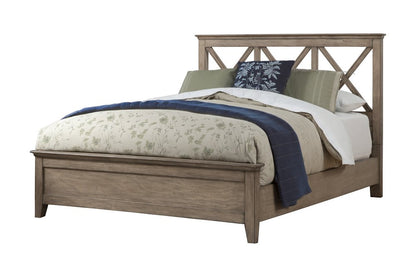 Brown Cross Back Solid Wood Full Bed Frame