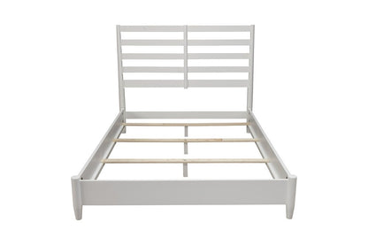 White Slat Back Solid Wood Full Bed Frame