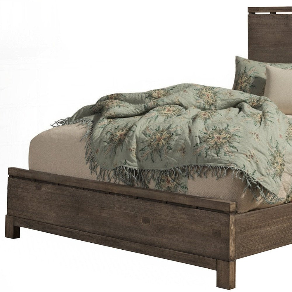 Gray Distressed Solid Wood Full Bed Frame