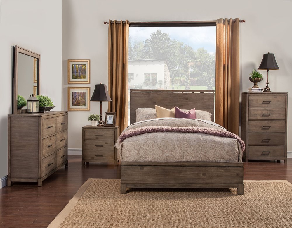 Gray Distressed Solid Wood Full Bed Frame