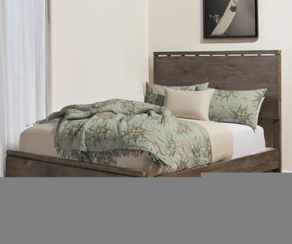 Gray Distressed Solid Wood Full Bed Frame