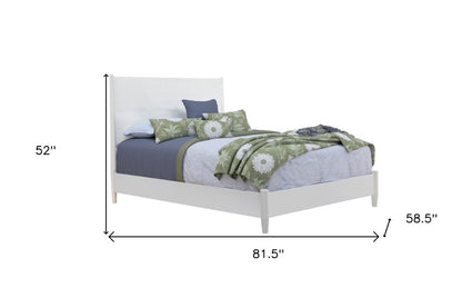 White Carved Geometric Solid Wood Full Bed Frame