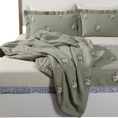 Natural and White Solid Wood And Upholstery Full Bed Frame