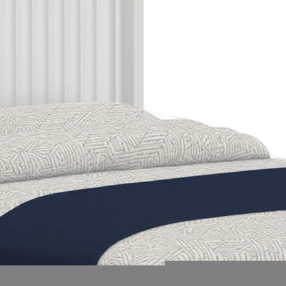 White Ribbed Texture Solid Wood Queen Bed Frame