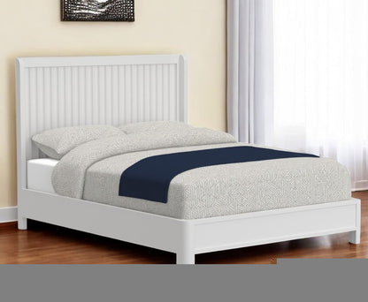 White Ribbed Texture Solid Wood California King Bed Frame