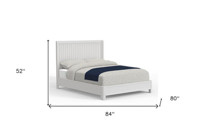 White Ribbed Texture Solid Wood King Bed Frame