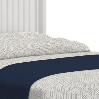 White Ribbed Texture Solid Wood King Bed Frame