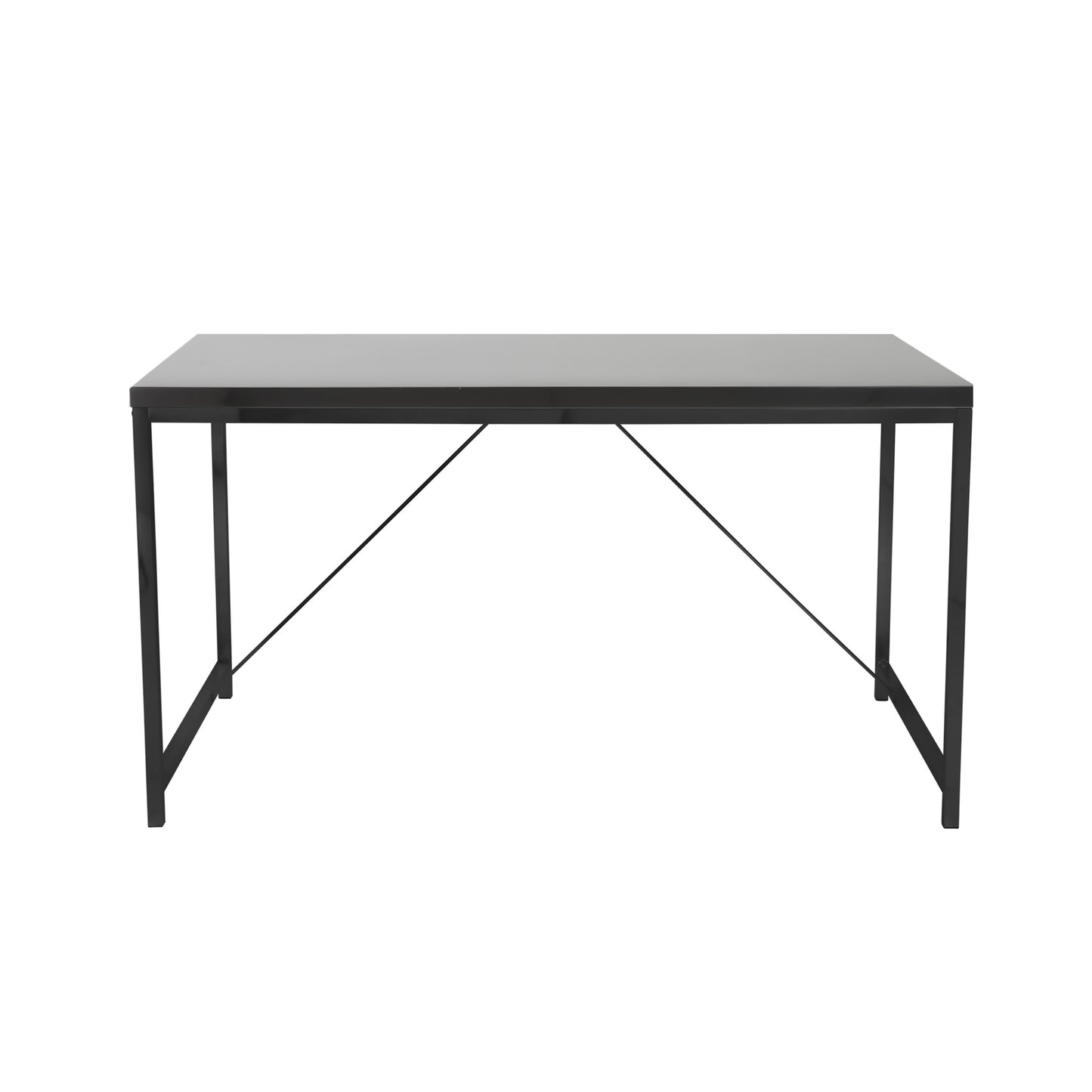 47" Black Wood and Stainless Steel Writing Desk