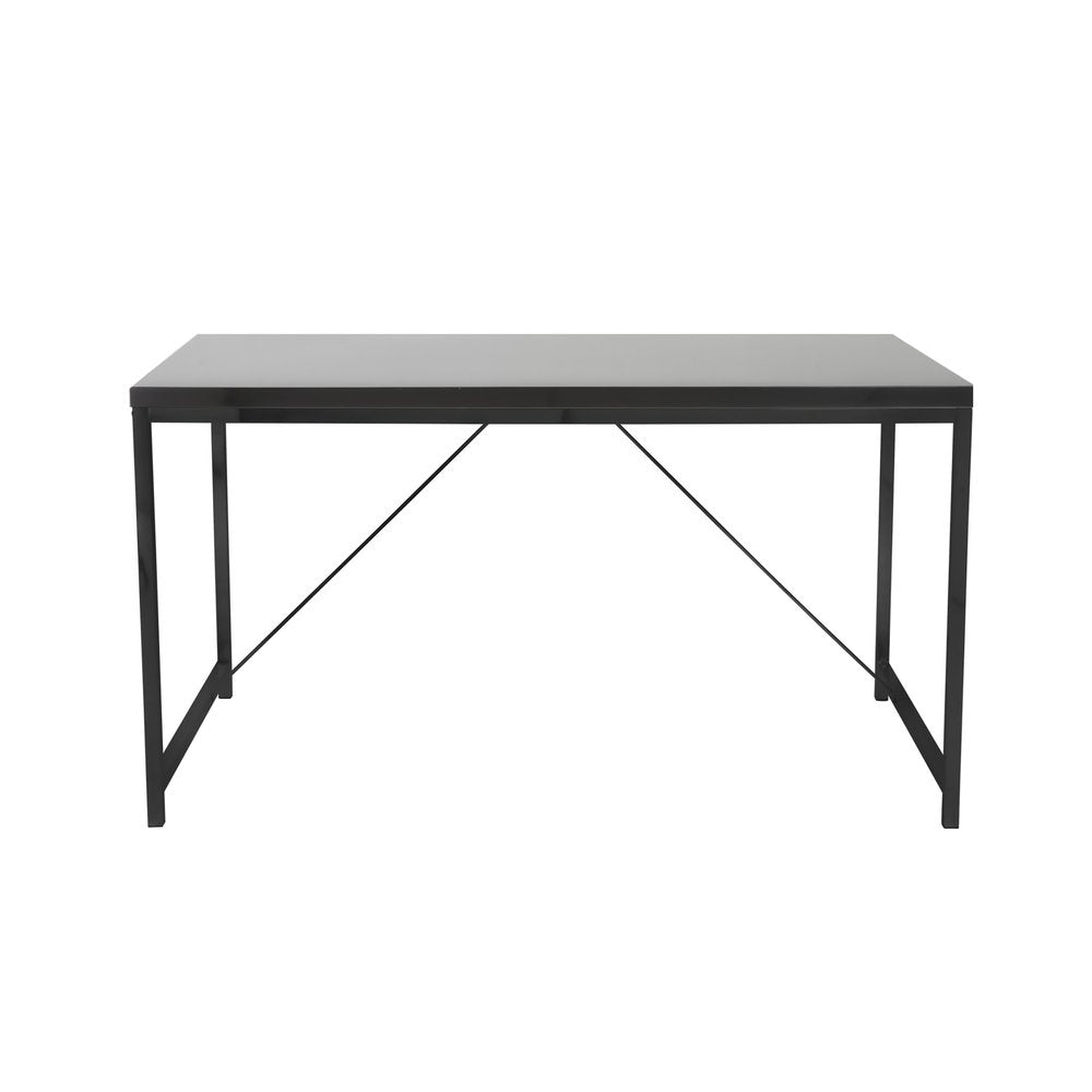 47" Black Wood and Stainless Steel Writing Desk