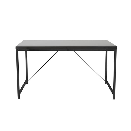 47" Black Wood and Stainless Steel Writing Desk