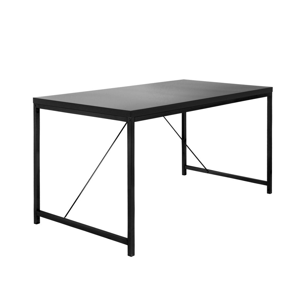 47" Black Wood and Stainless Steel Writing Desk