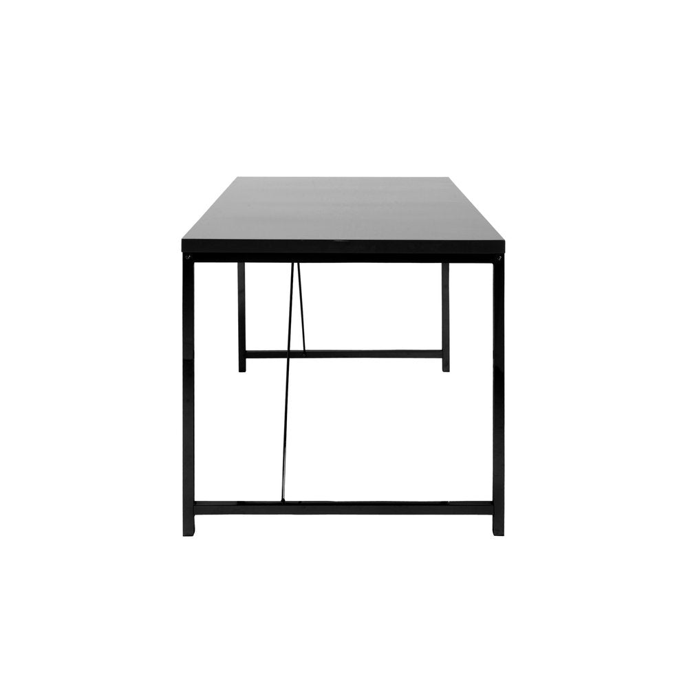 47" Black Wood and Stainless Steel Writing Desk