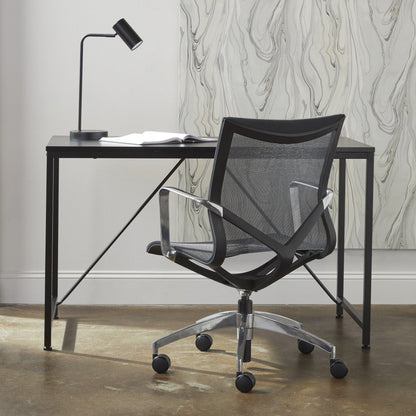 47" Black Wood and Stainless Steel Writing Desk