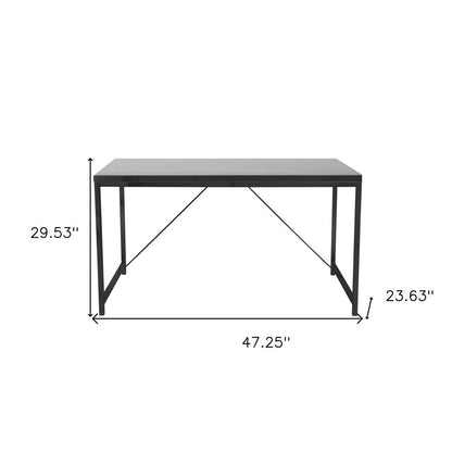 47" Black Wood and Stainless Steel Writing Desk