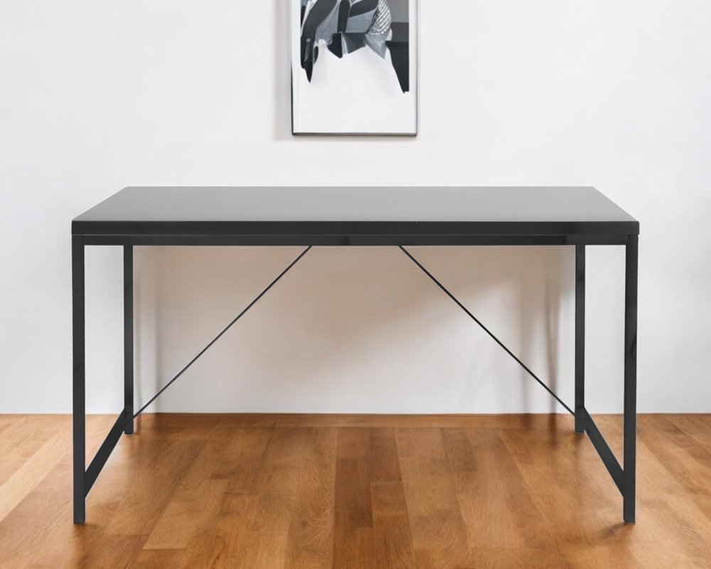 47" Black Wood and Stainless Steel Writing Desk