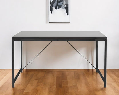 47" Black Wood and Stainless Steel Writing Desk