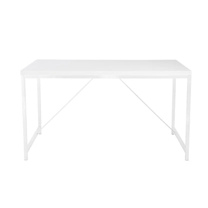 47" White Wood and Stainless Steel Writing Desk