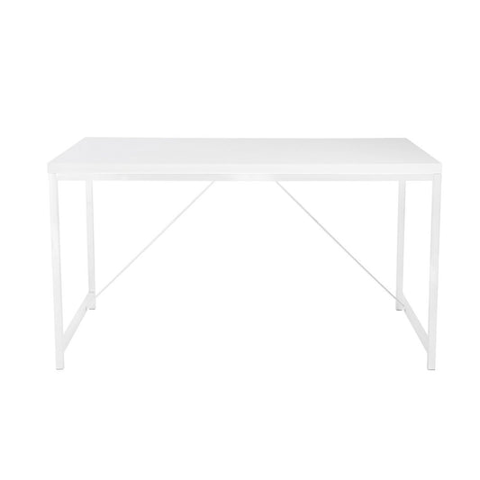 47" White Wood and Stainless Steel Writing Desk