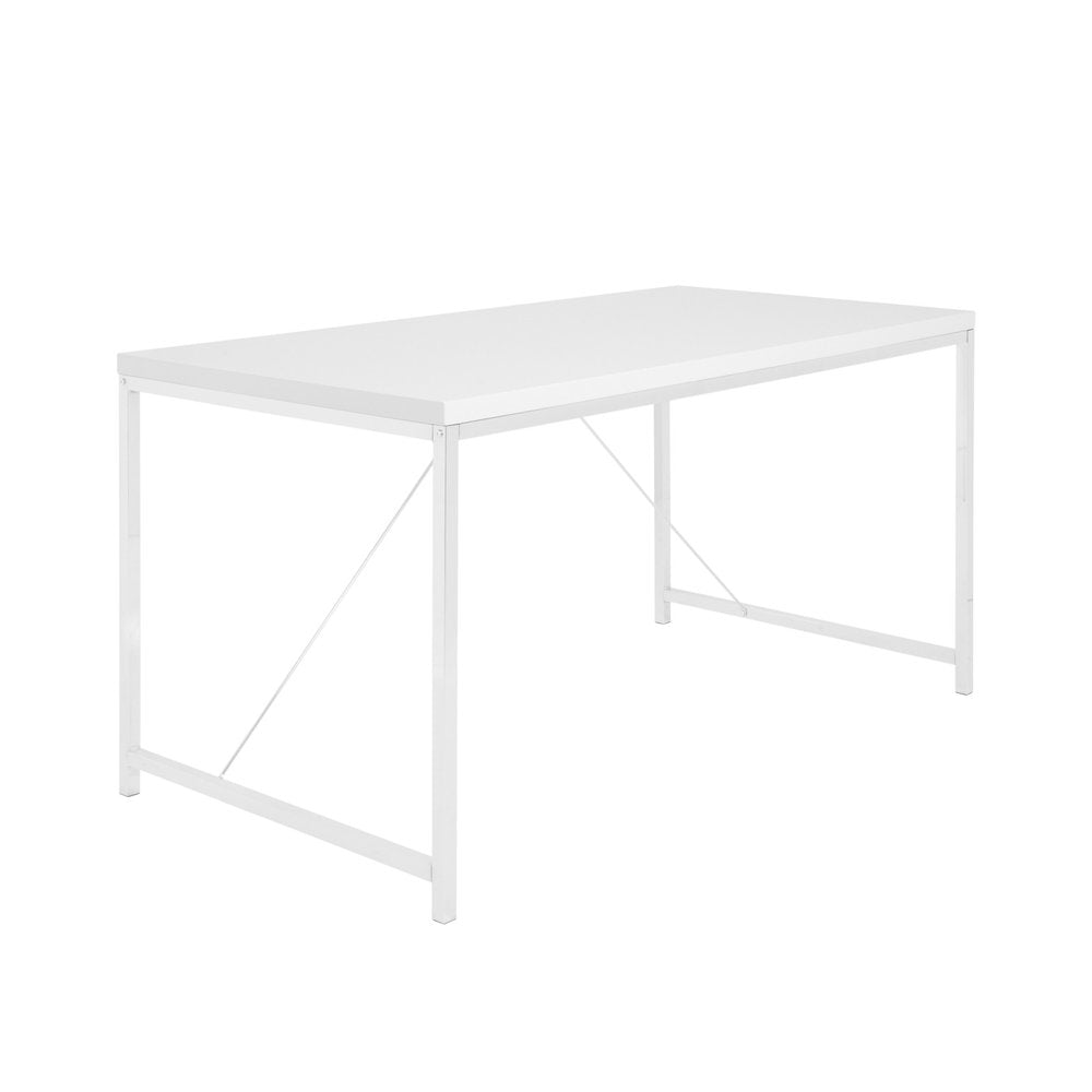 47" White Wood and Stainless Steel Writing Desk