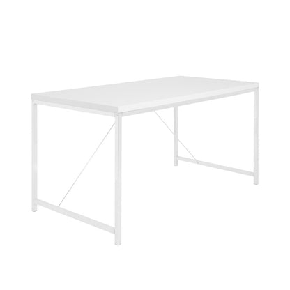 47" White Wood and Stainless Steel Writing Desk