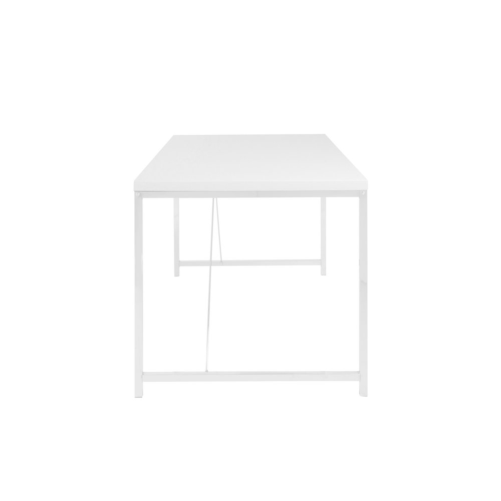 47" White Wood and Stainless Steel Writing Desk