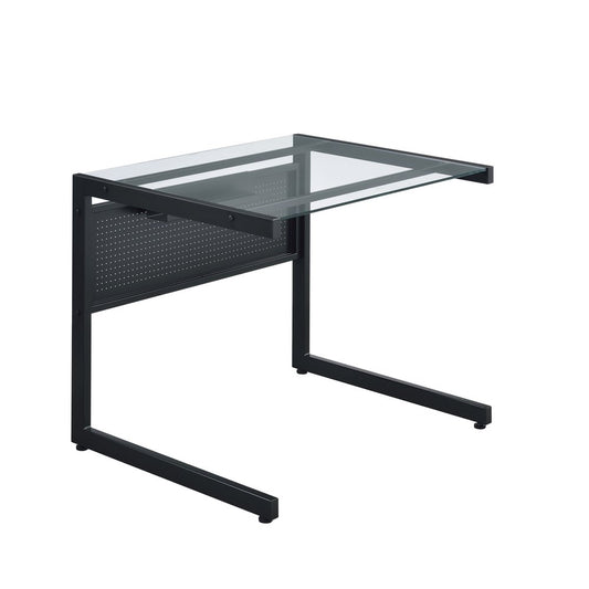 33" Clear and Black Glass and Stainless Steel Writing Desk