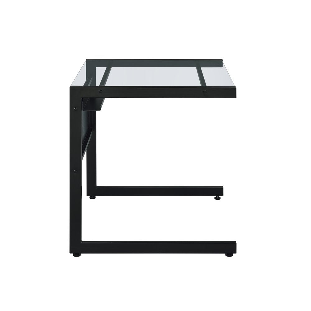 33" Clear and Black Glass and Stainless Steel Writing Desk