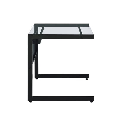 33" Clear and Black Glass and Stainless Steel Writing Desk