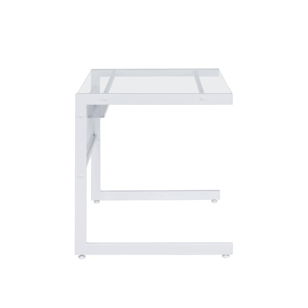 33" Clear and White Glass and Stainless Steel Writing Desk
